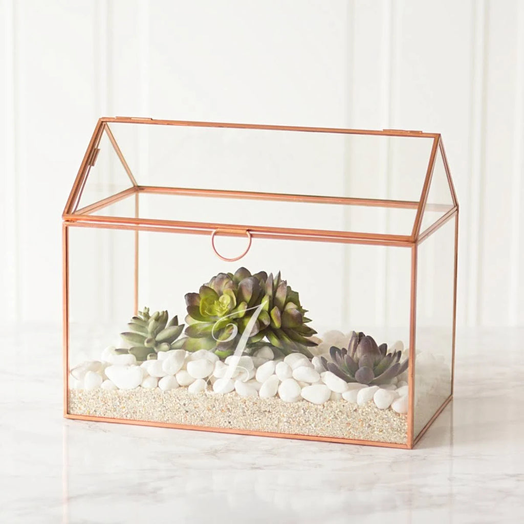 Rose Gold Glass Terrarium Card Holder W4302
