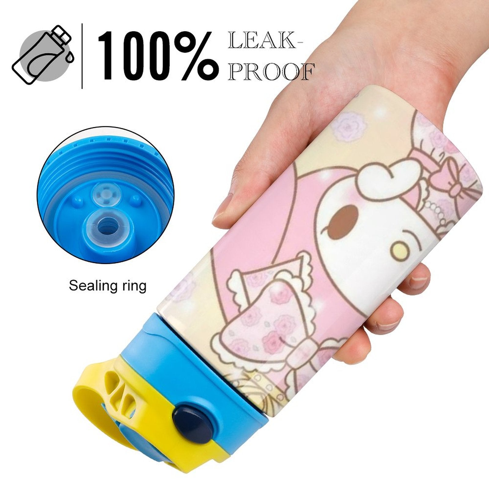 Pink Children's Vacuum Insulated Stainless Steel Water Bottle With Straw A652069