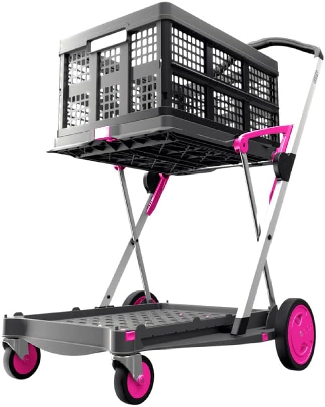Pink Collapsible Folding Trolley Cart M556