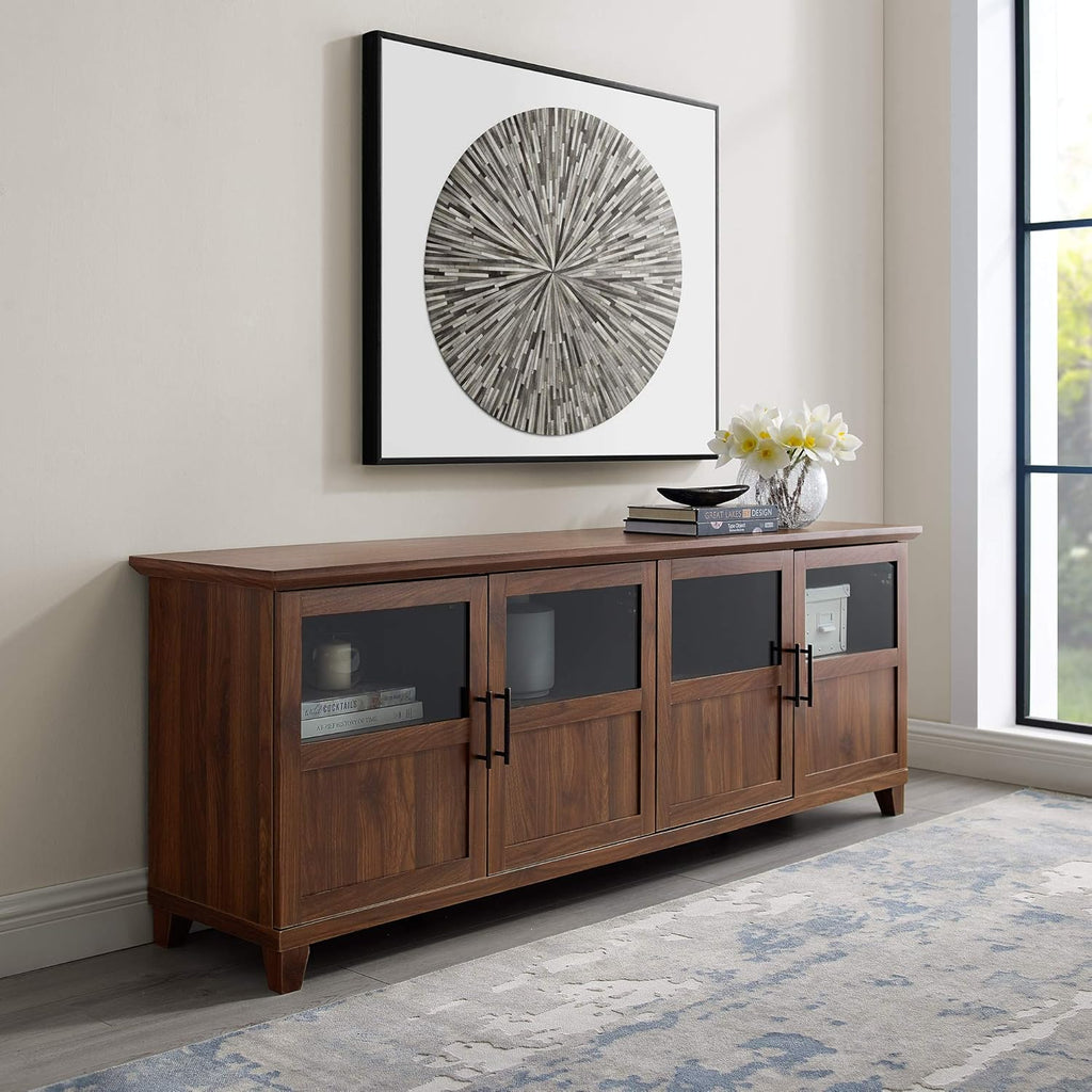 White Oak 70 Inch Glass and Wood TV Stand L338