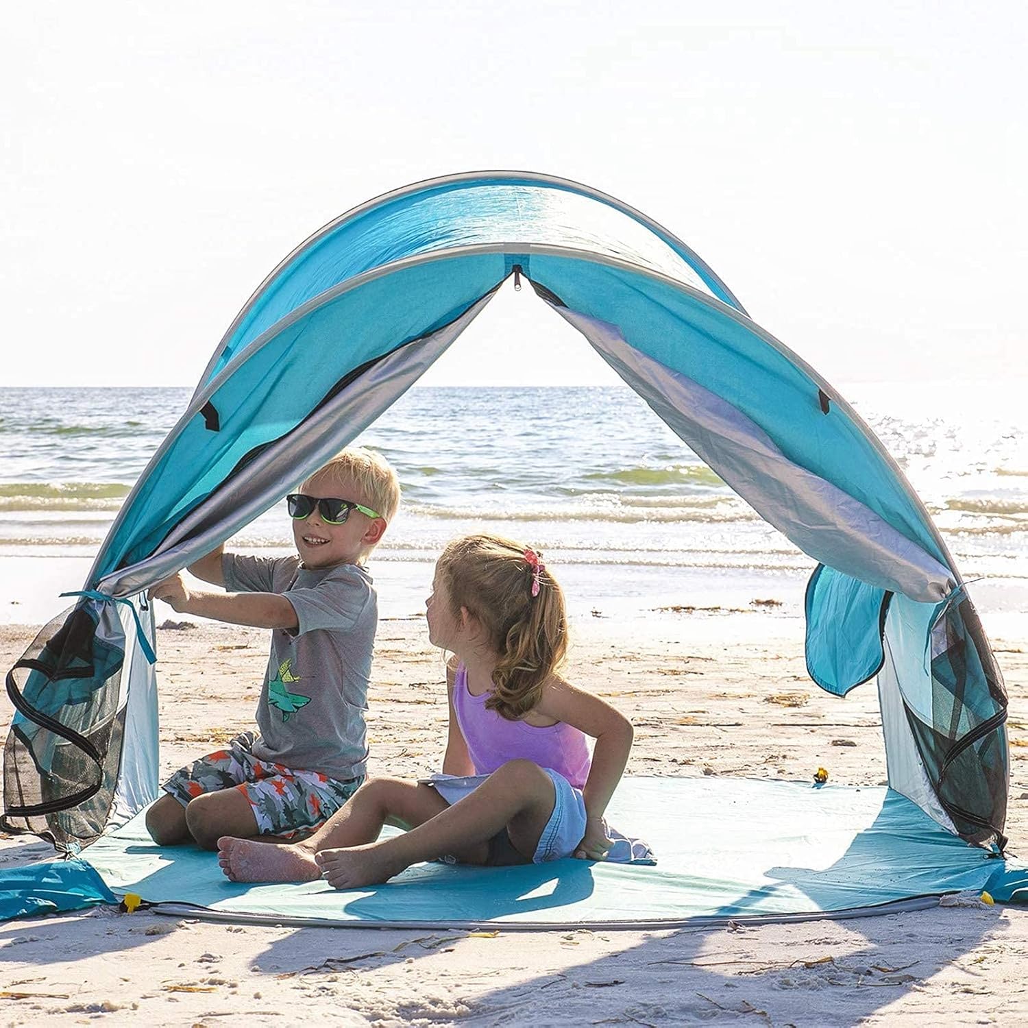 UPF 50+ Pop Up 3-4 Person Beach Tent Sun Shelter O96131
