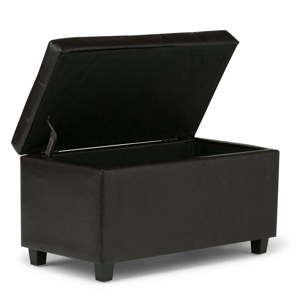 Distressed Saddle Brown Faux Leather Storage Ottoman A4709