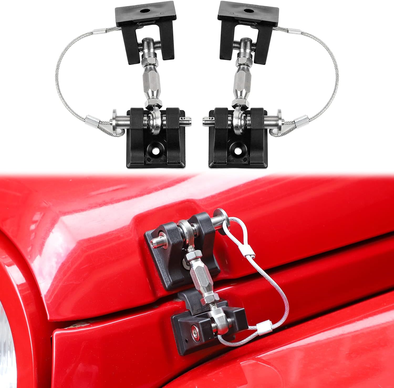 Stainless Steel Locking Hood Latch Kit for Jeep Wrangler JK E335916