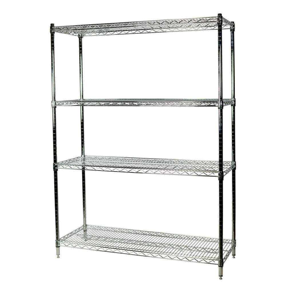 Chrome Wire Shelving Unit, 4 Shelves J2489
