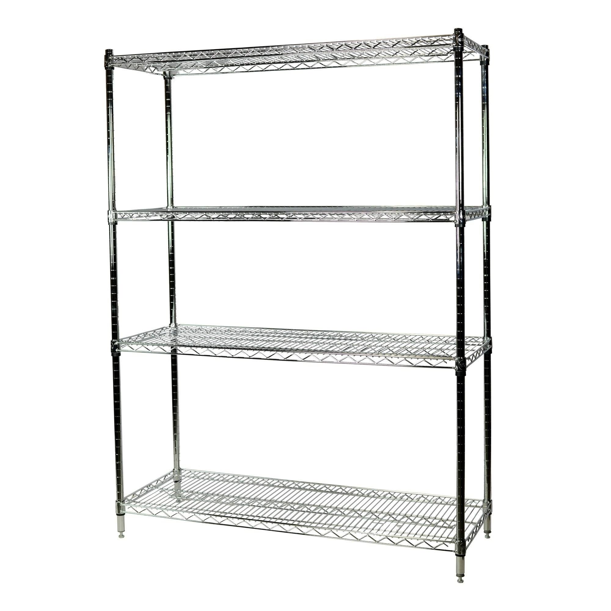 Chrome Wire Shelving Unit, 4 Shelves J2489