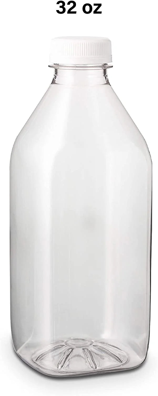 32 oz Clear PET Plastic Juice Bottles with Cap, Set of 8 S55740