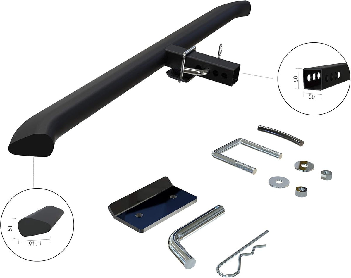 Black Horse Blade Rear Bumper Guard Step Compatible with 0 Universal 0 Fits 2 Inlet - 48 Long Chrome Black Bars Side Steps Low Door Off Road SUV Pick up cab RAZ48B M36635