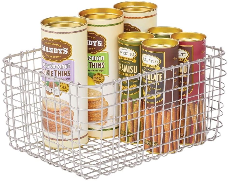 Bronze Metal Wire Food Organizer Storage Bin Basket, Pack of 2 W2079