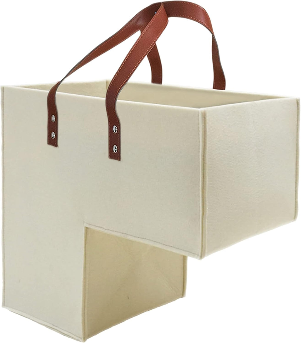 Stair Basket with Leather Handles, 4mm Felt Stair Step Storage Organizer E534777