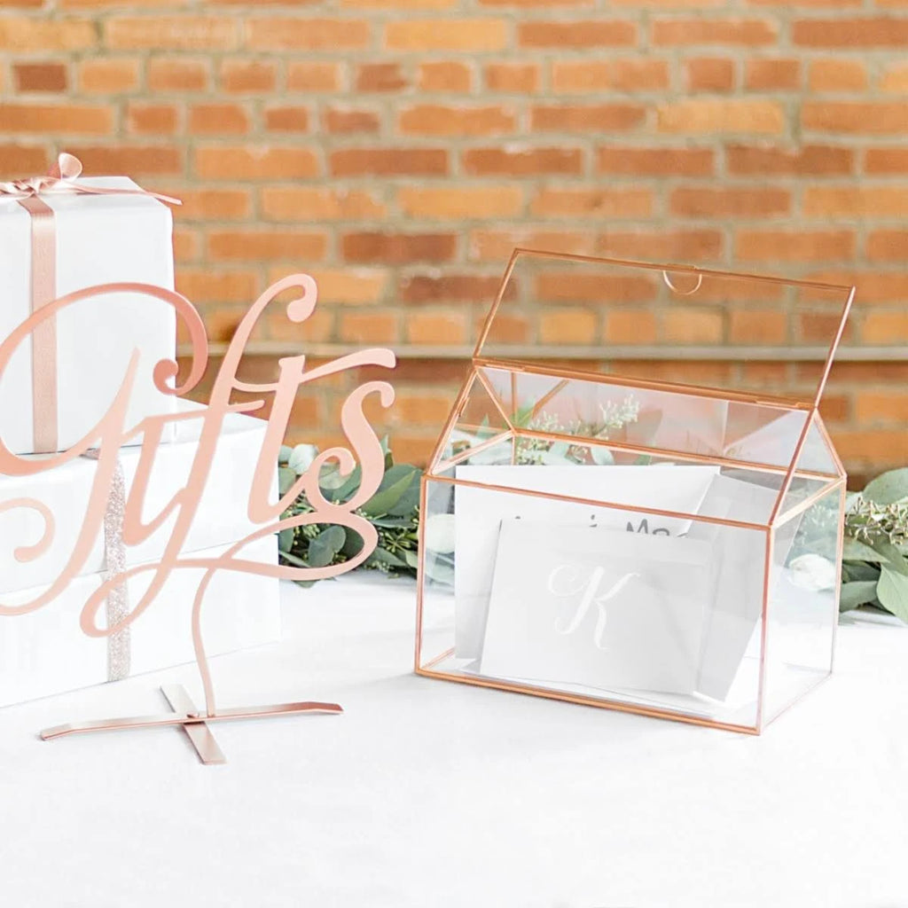 Rose Gold Glass Terrarium Card Holder W4302