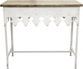 Metal Scalloped Edge Table with Wood Top, Distressed Zinc Pack of 2 W293