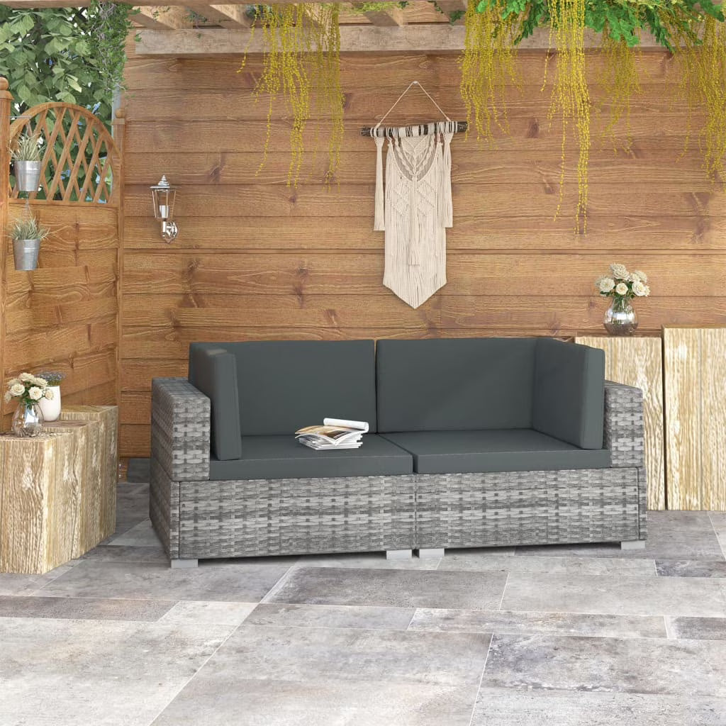 Gray Poly Rattan Patio Sofa Set with Cushions S192819