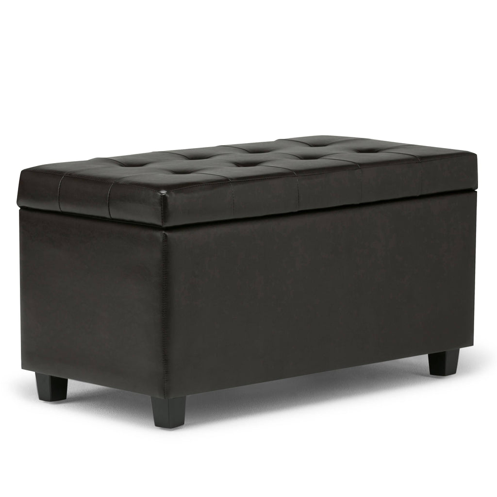Distressed Saddle Brown Faux Leather Storage Ottoman A4709
