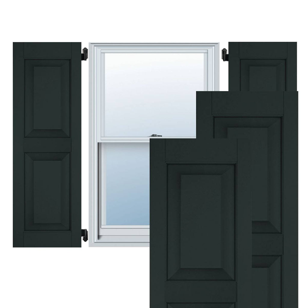 Dark Green Western Red Cedar Raised Panel Shutters Pair I5036