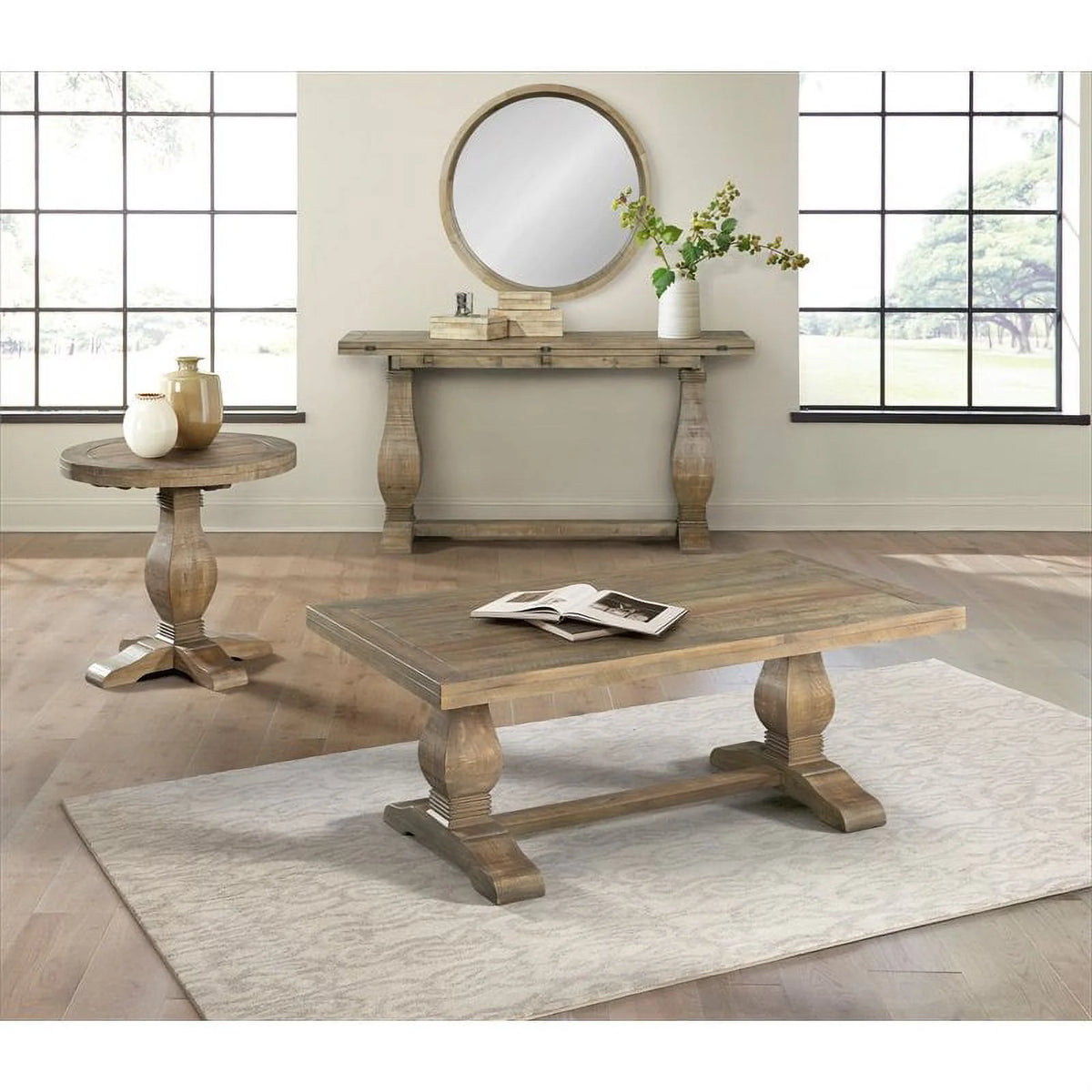 Reclaimed Natural Brown Solid Wood Flip Top Sofa Table D369