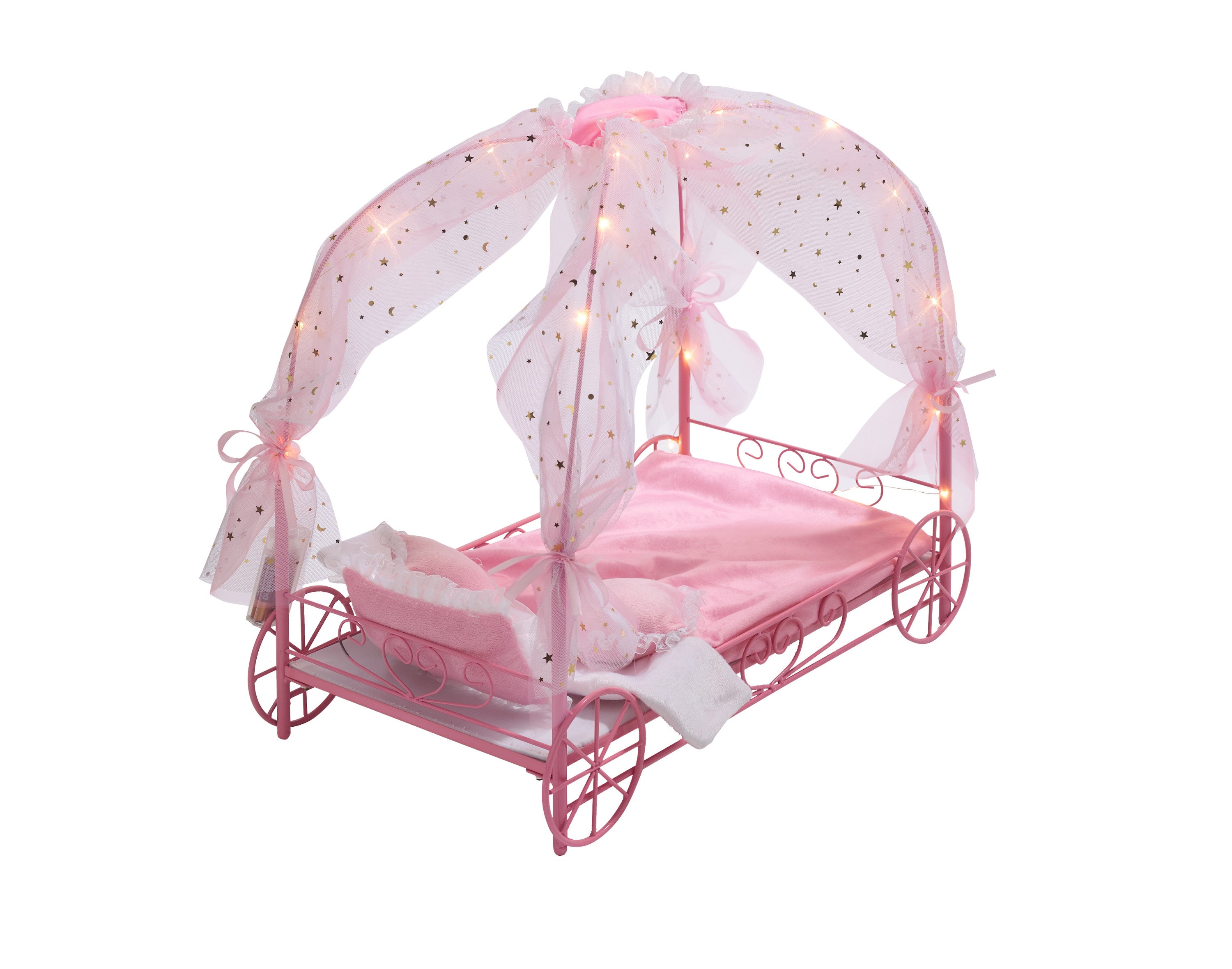 Pink Doll Bed with Canopy and LED Lights A336