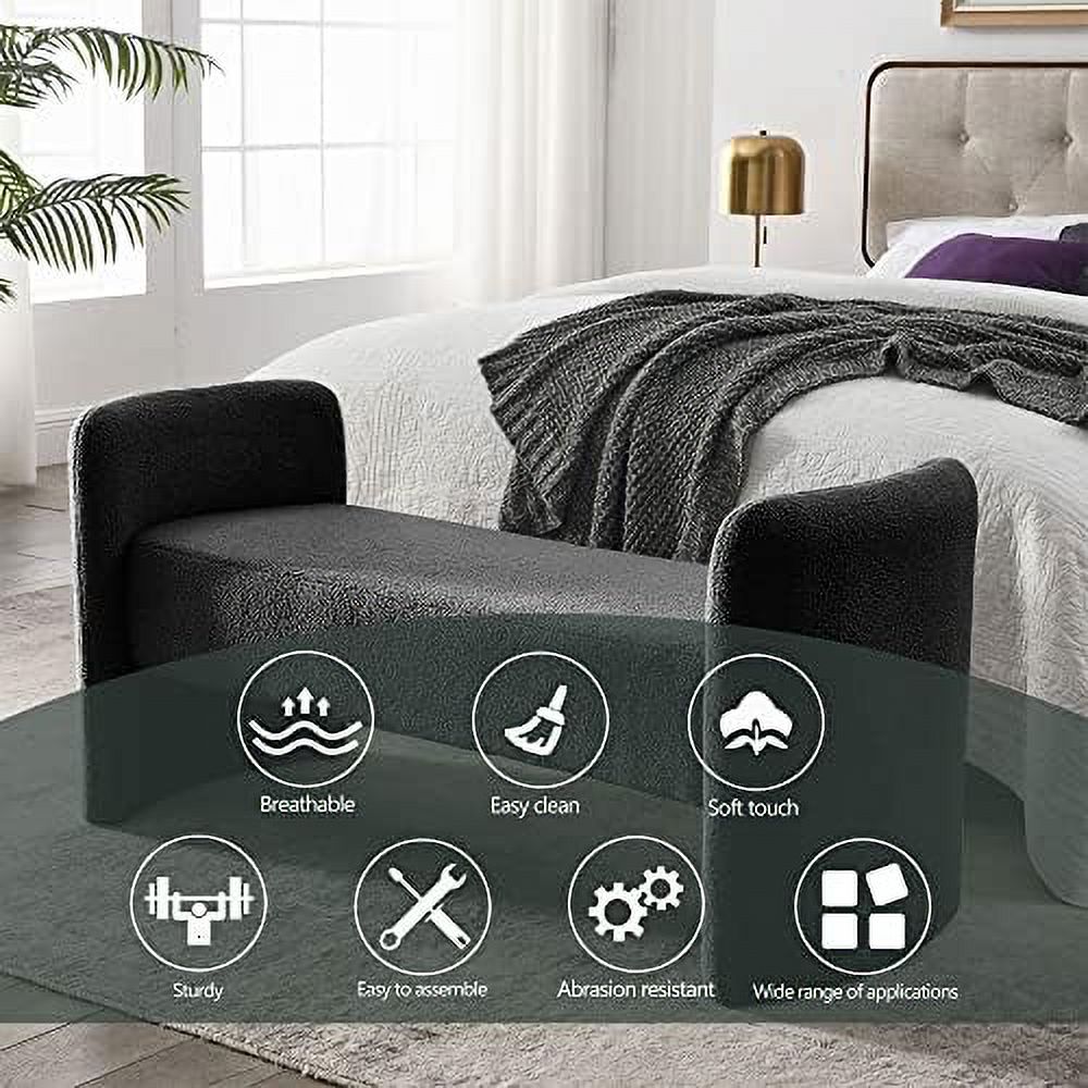 Black Velvet Ottoman Bench O765368