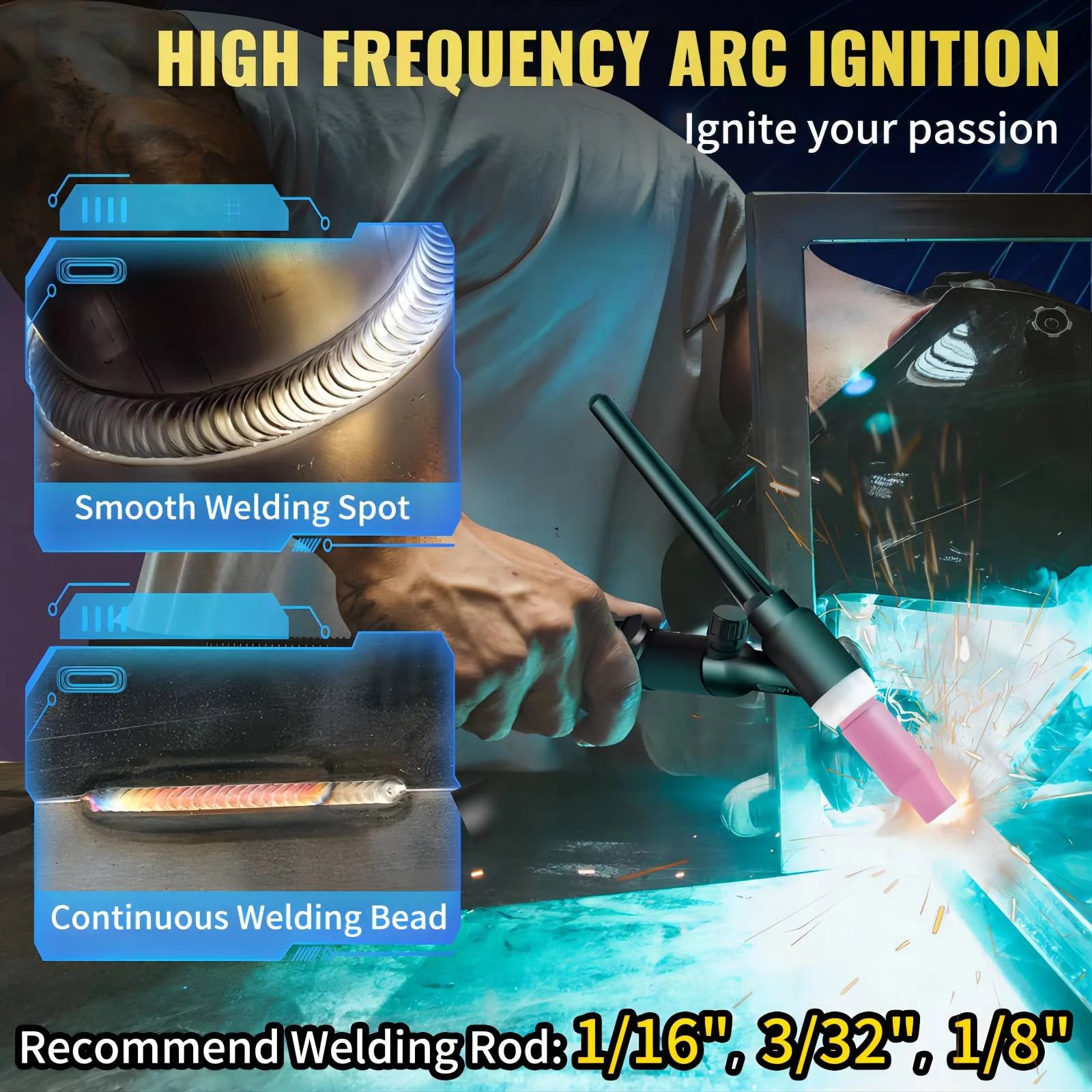 210Amp 3 in 1 TIG Welder 110/220V Dual Voltage HF TIG/Stick Welding Machine T3822