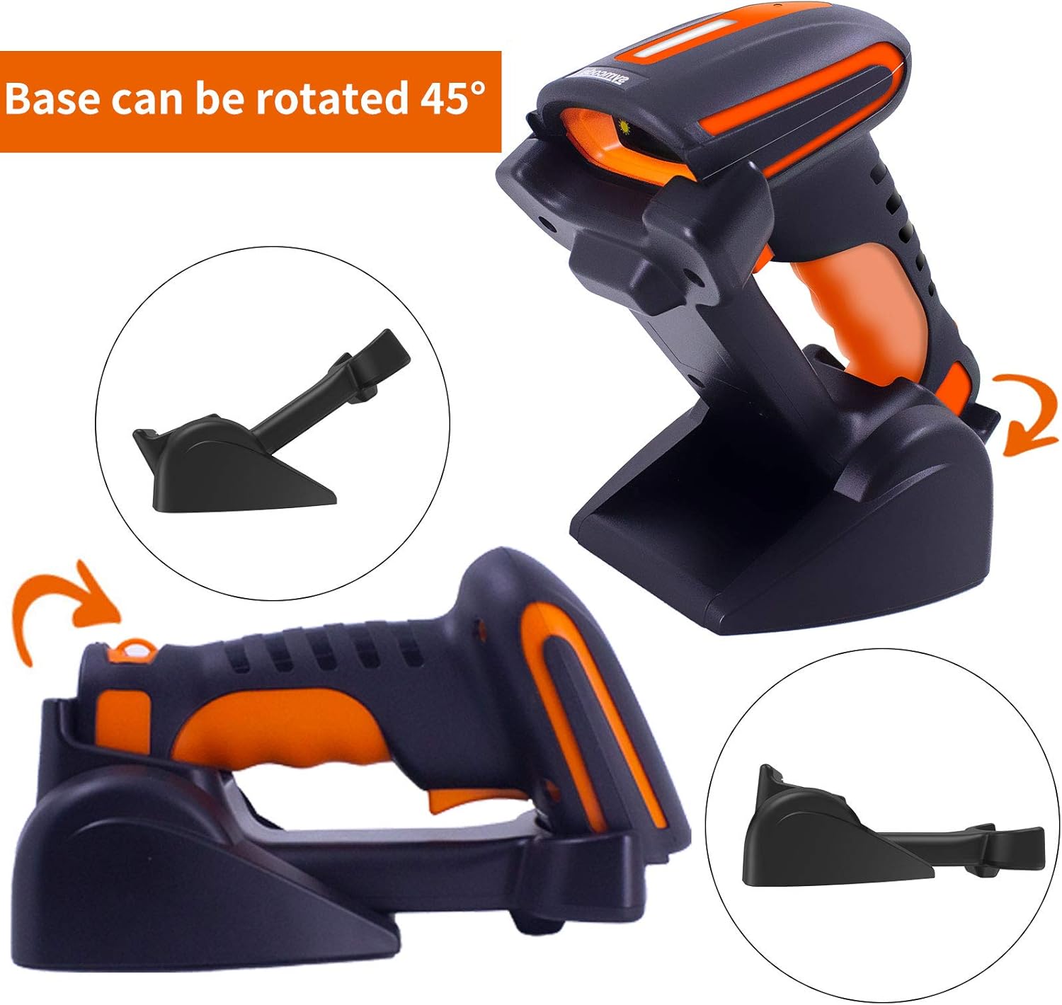 Bluetooth 2D QR Barcode Scanner with Stand, Dustproof and Waterproof, Pack of 2 L2350