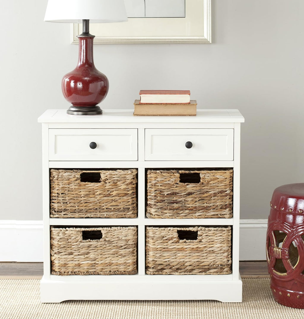 Whitewash Wicker Basket Storage Unit L27344