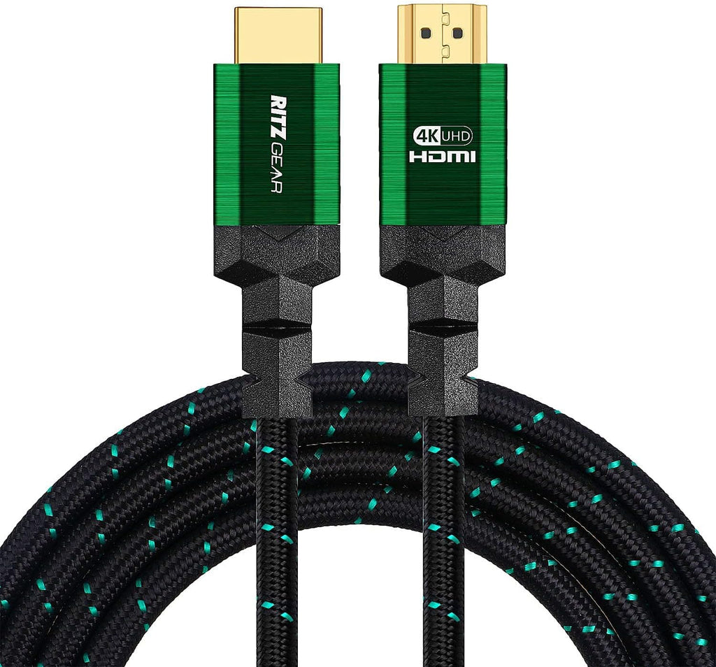 4K HDMI Cable 8 ft [10-Pack] - Green - Braided Nylon Cord & 24K Gold Plated Connectors F936