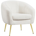 Ivory Tufted Boucle Barrel Accent Armchair with Gold Metal Legs M571
