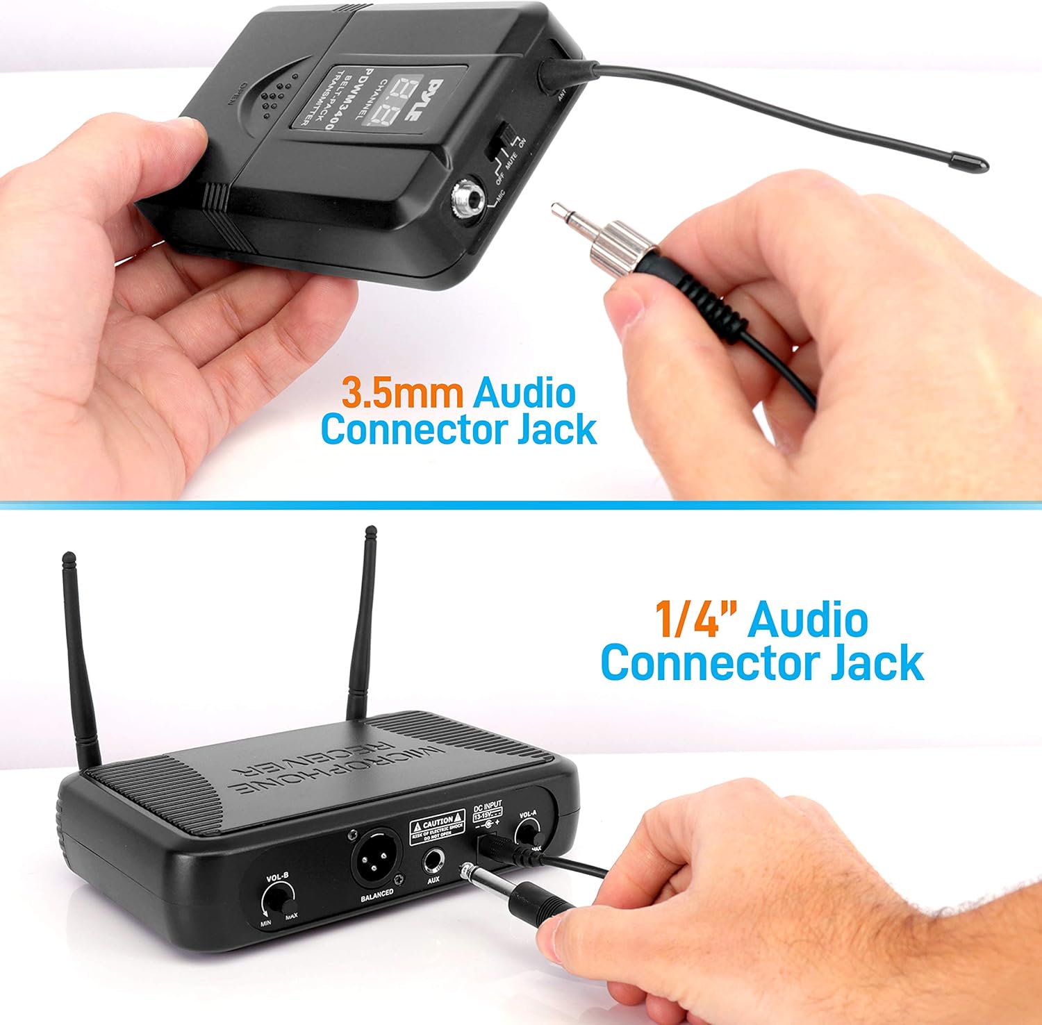 2 Channel Wireless Microphone System with 2 Headset, 2 Lavalier, 2 Transmitter G431