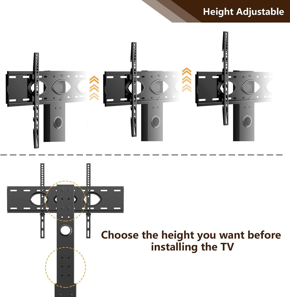 Black Swivel TV Stand with Adjustable Shelf C715