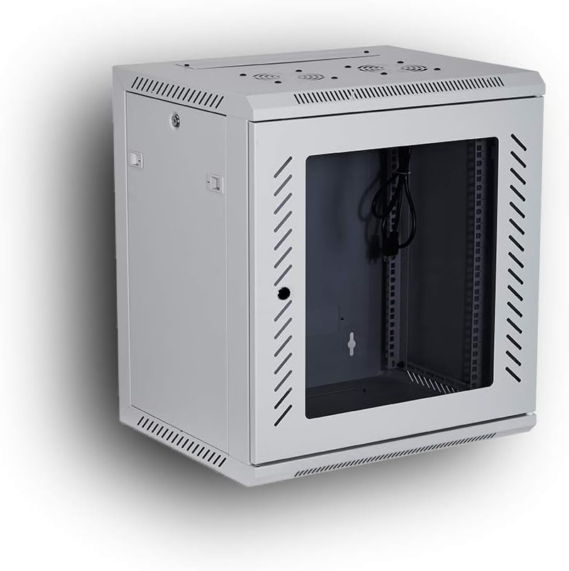 Wall Mount Rack Server Cabinet 19-Inch Network Enclosure with Locking Glass Door 16-Inches Deep B33699