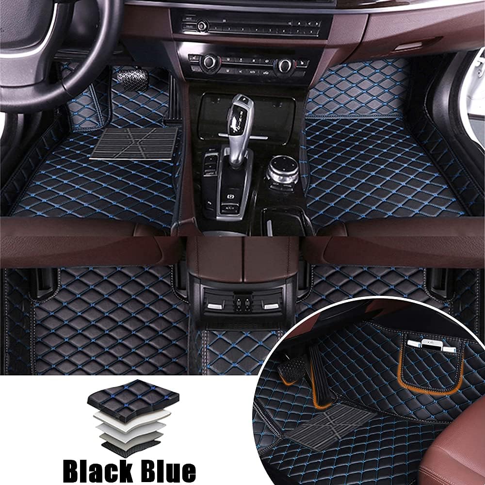 Leather Car Floor Mats Front ＆ Rear Full Coverage Liner/Set (Gold Color) B145033