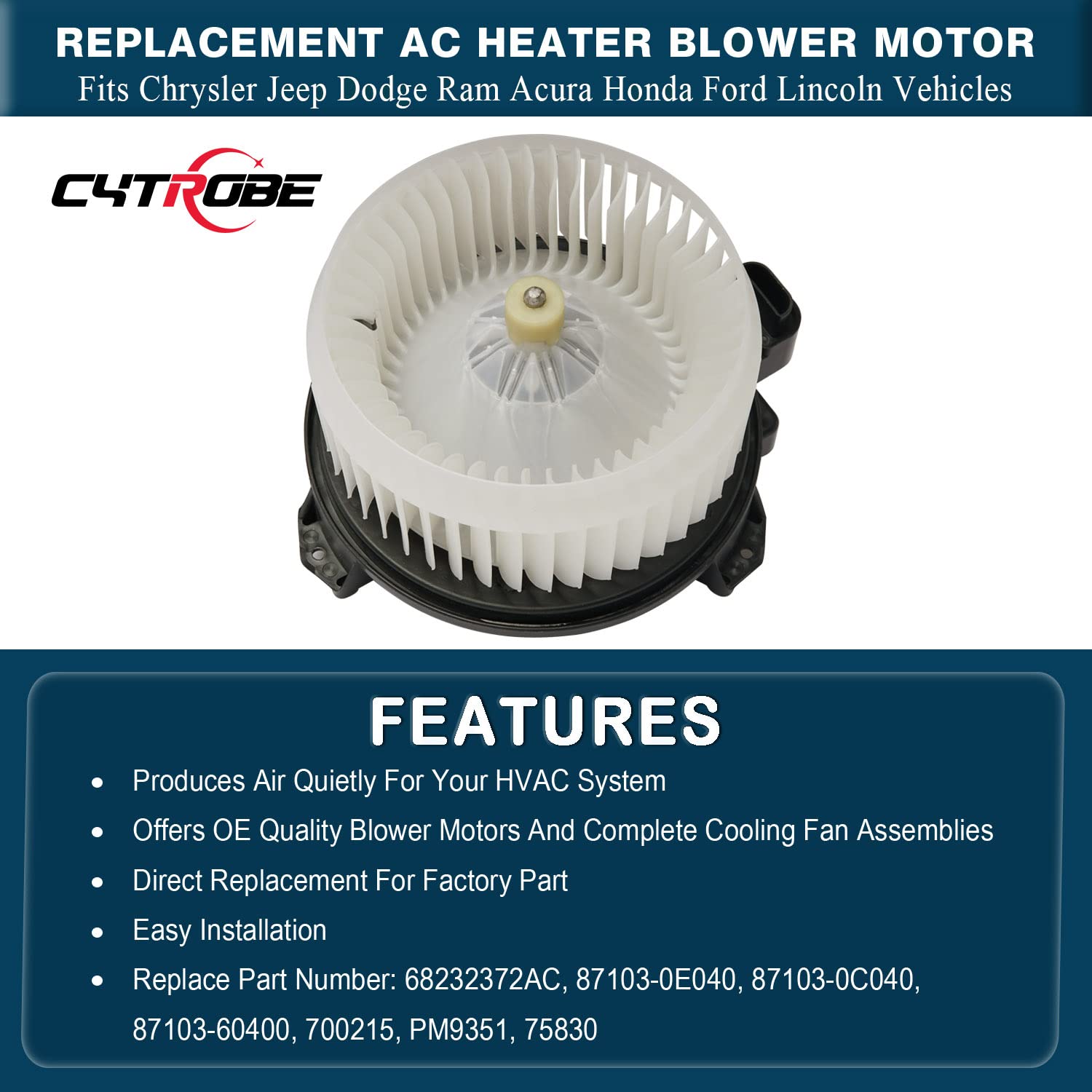HVAC Heater Blower Motor Compatible with 2007-2020 Toyota Camry Highlander Venza 4Runner Avalon N6094