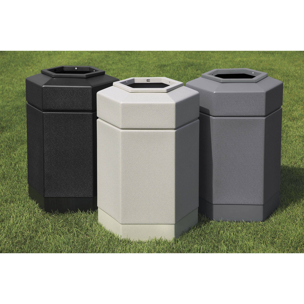 30-Gallon Hex Waste Container Black U540434