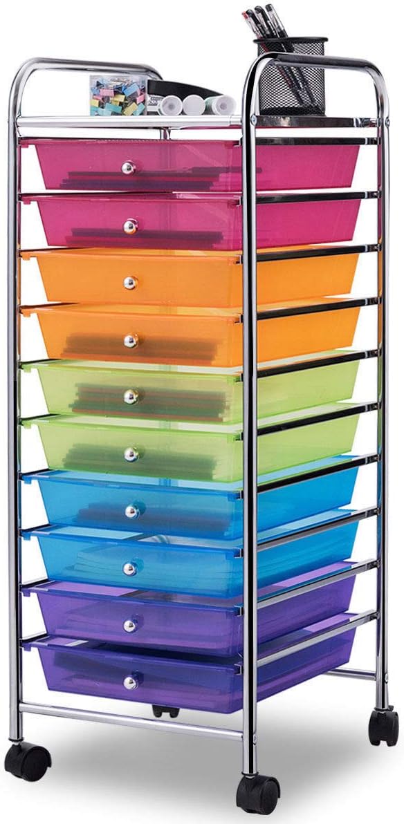 10 Drawer Rolling Storage Cart (Black) F4981