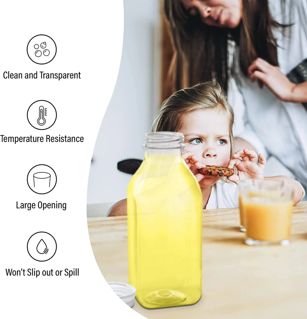 32 oz Clear PET Plastic Juice Bottles with Cap, Set of 8 S55740