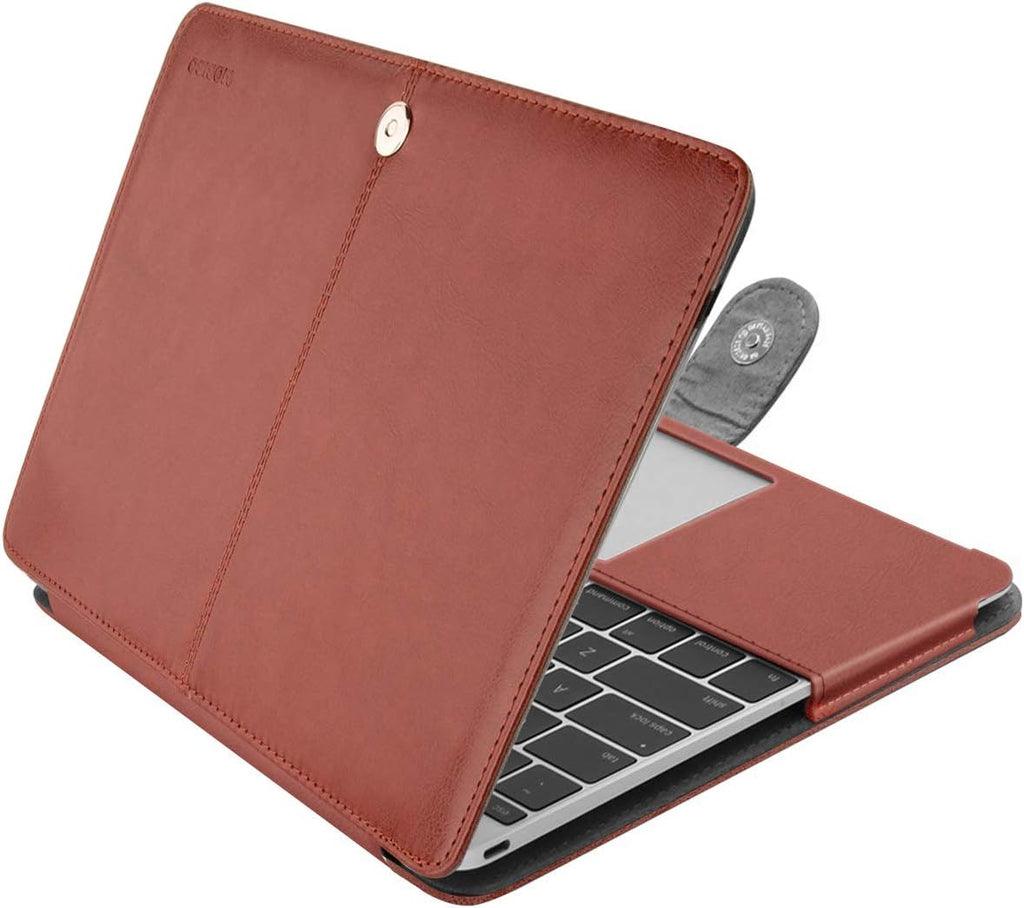 Brown PU Leather Book Folio Case for MacBook 12 inch A1534 X396908