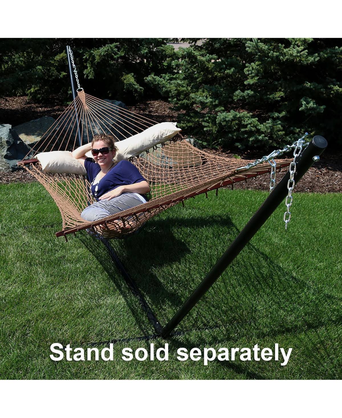 Brown Polyester Rope Hammock with Spreader Bars H92355