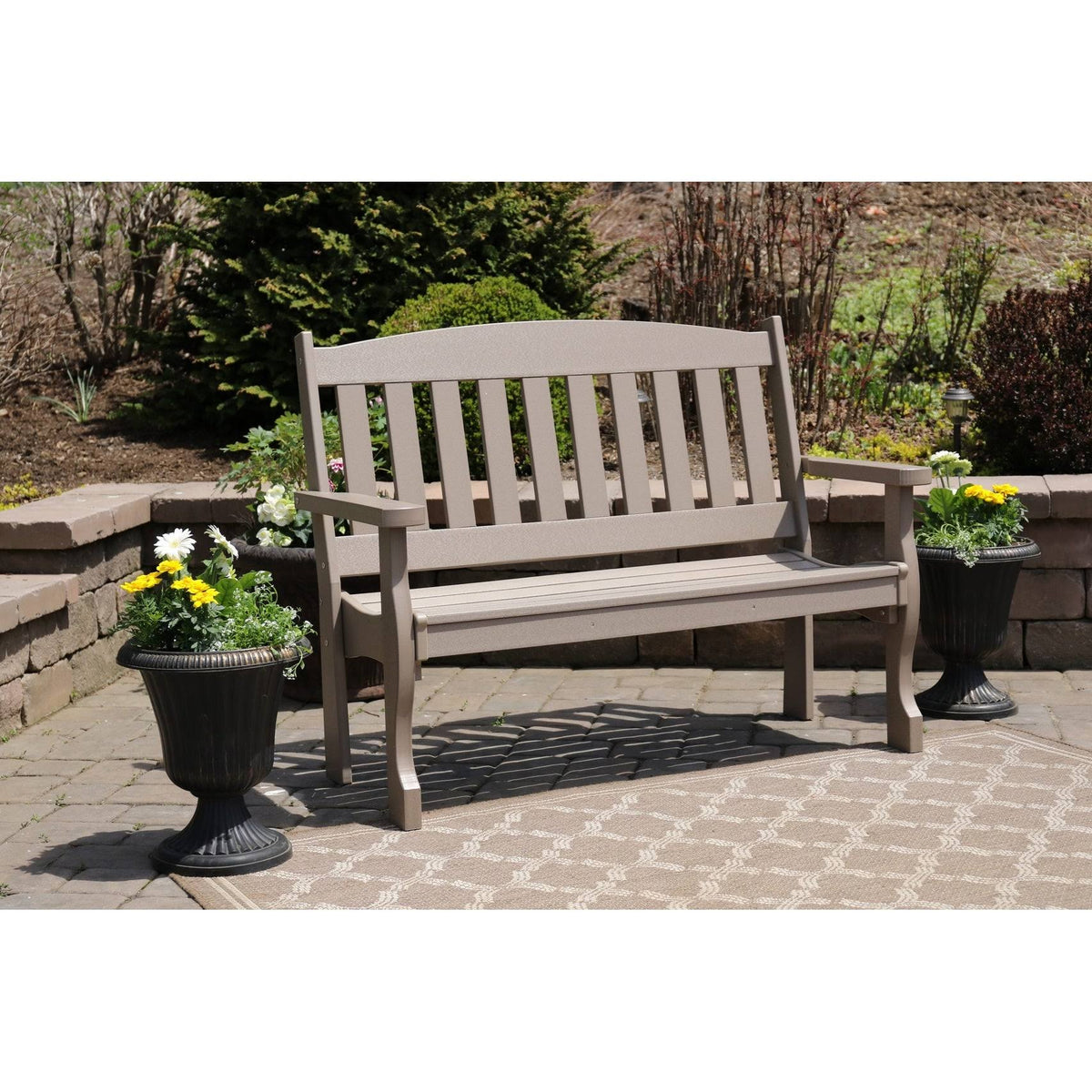 Cherry Wood Black Poly Garden Bench K743275