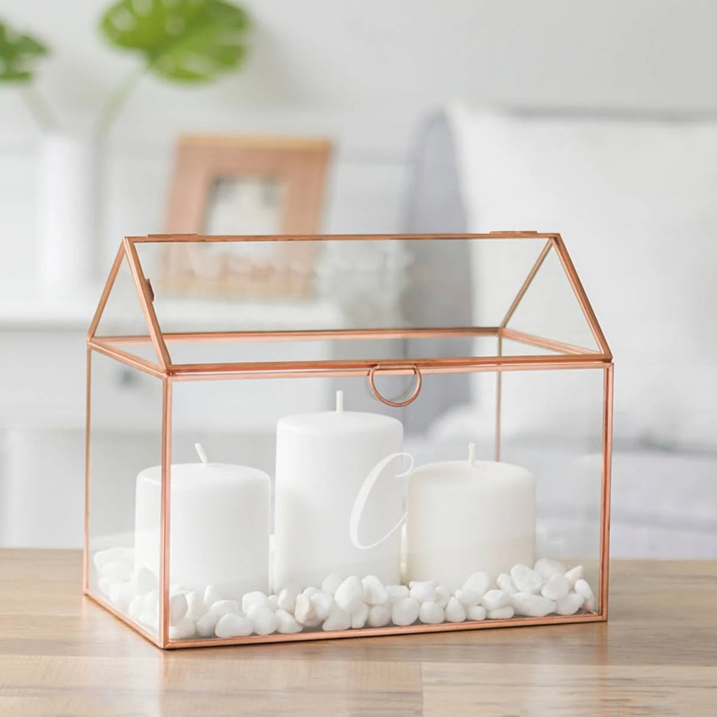 Rose Gold Glass Terrarium Card Holder W4302
