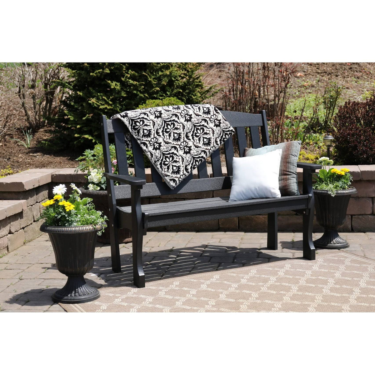 Cherry Wood Black Poly Garden Bench K743275