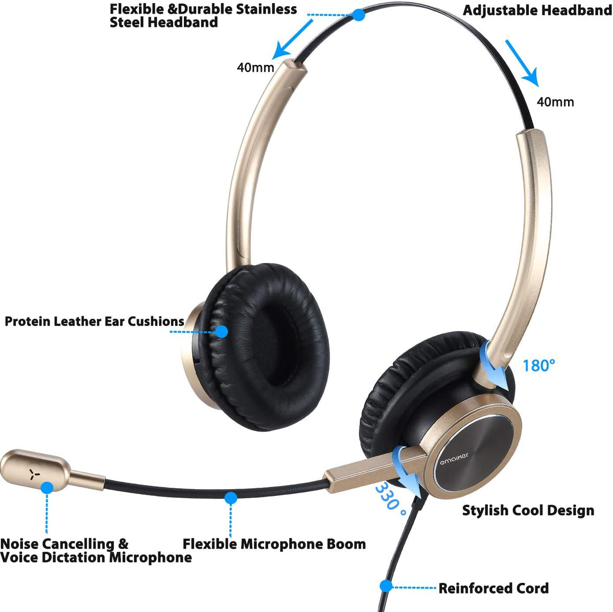 Gold USB Headset with Noise Cancelling Microphone X6169