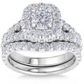 3 1/2Ct Cushion Halo Diamond Engagement Set in White Yellow Rose Gold P66181