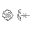 Sterling Silver Diamond Cluster Stud Earrings W1599