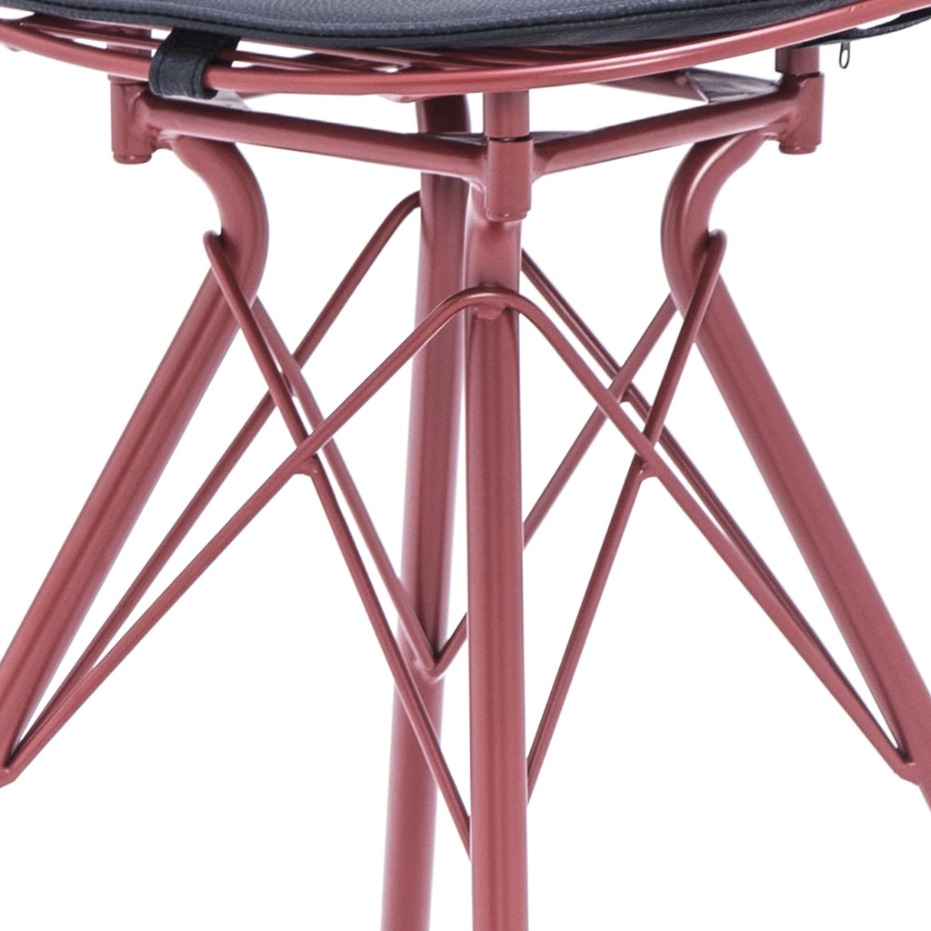 Dark Red 30 Inch Faux Leather Metal Barstool Set of 2 Z391