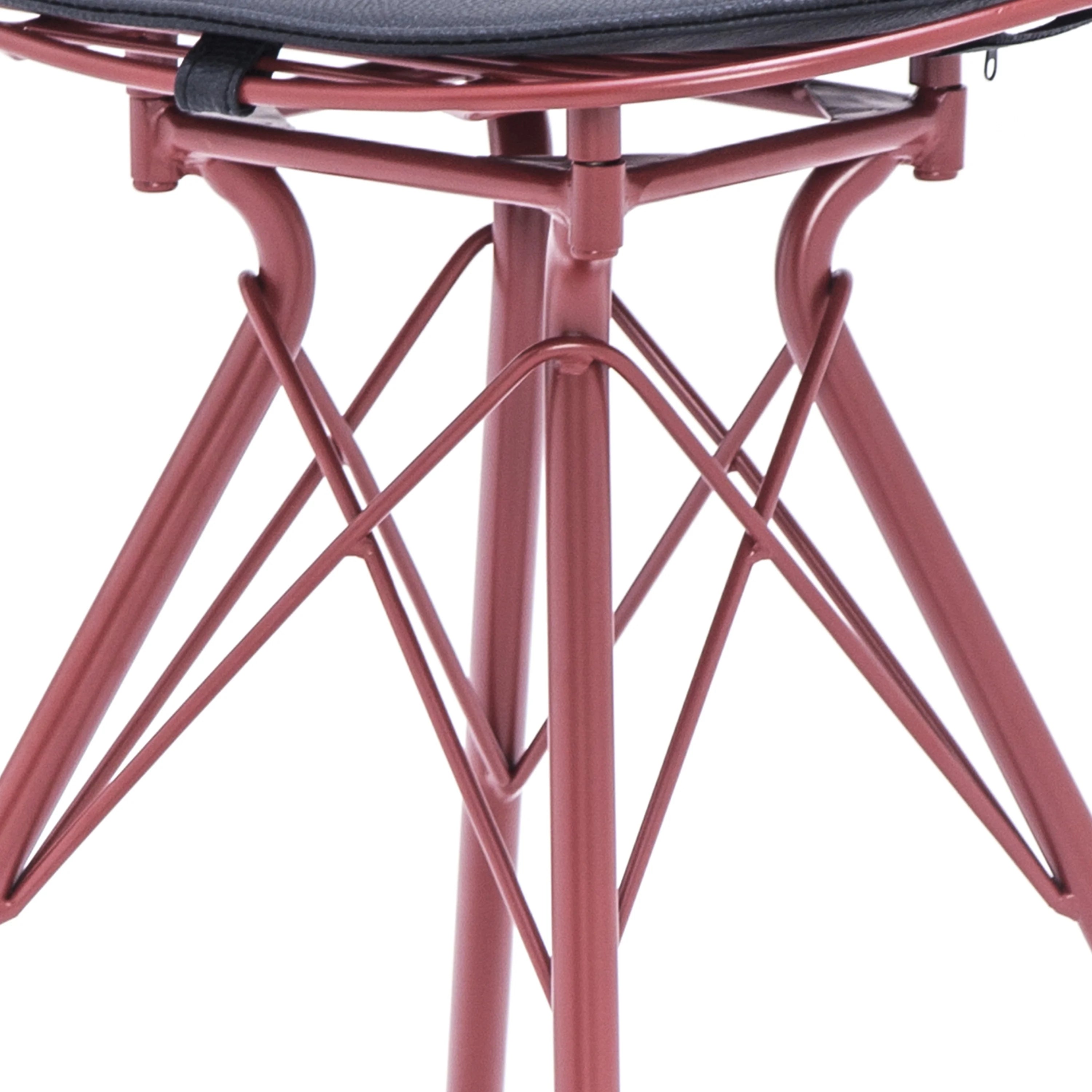 Dark Red 30 Inch Faux Leather Metal Barstool Set of 2 Z391