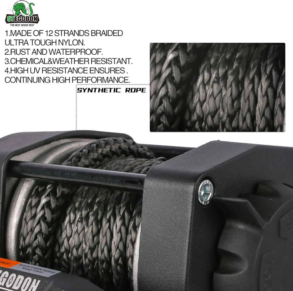 3500 lb. Load Capacity 12V Synthetic Rope Electric Winch with Wireless Remote Z58334
