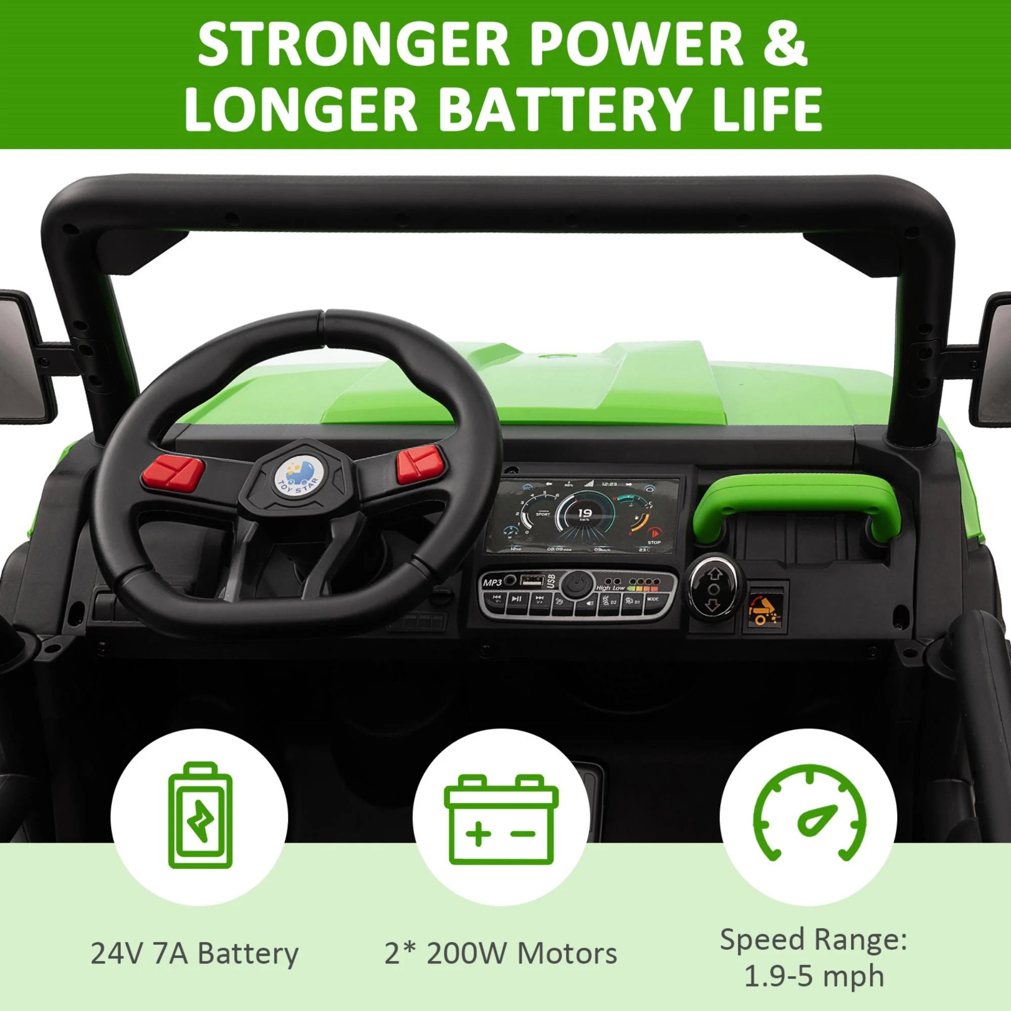 Green 2-Seater Ride on Dump Truck with Remote Control W194