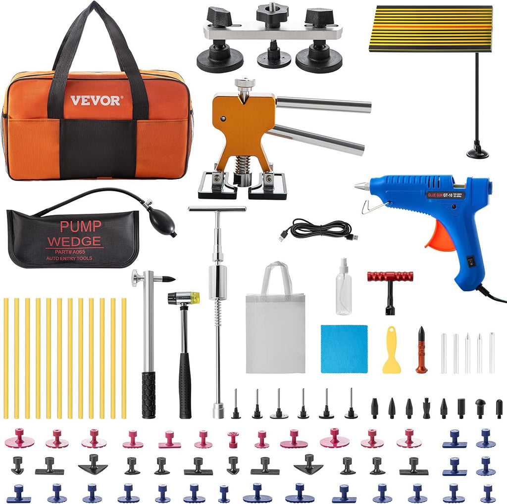 74 PCS Paintless Dent Repair Kit with LED Baffle Board J865484