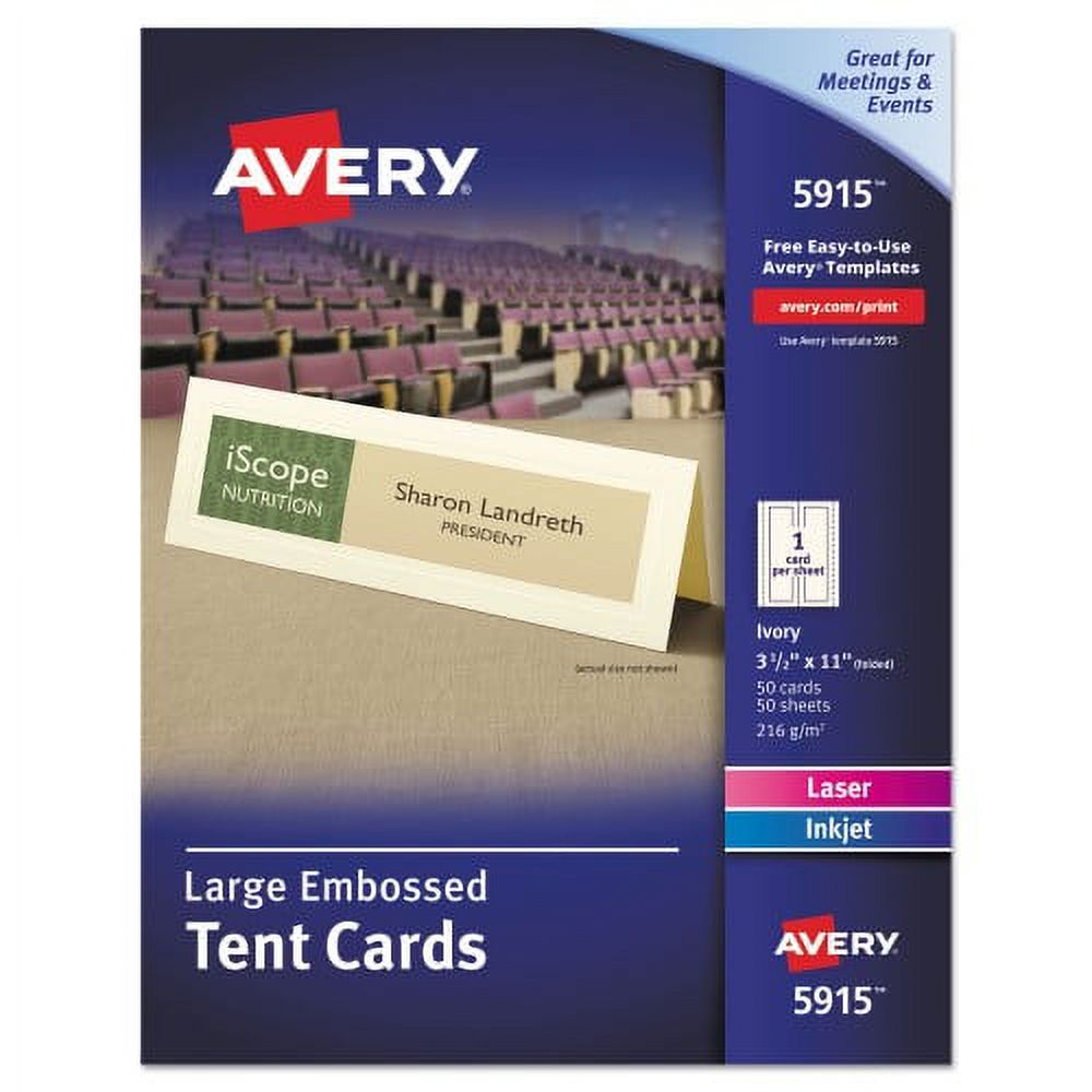 Ivory Embossed Tent Card, 3.5 x 11, 50 Sheets O783