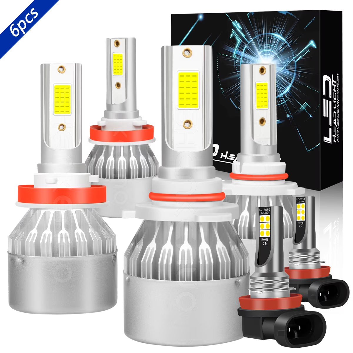 White LED Headlight Fog Light Bulbs Kit A908