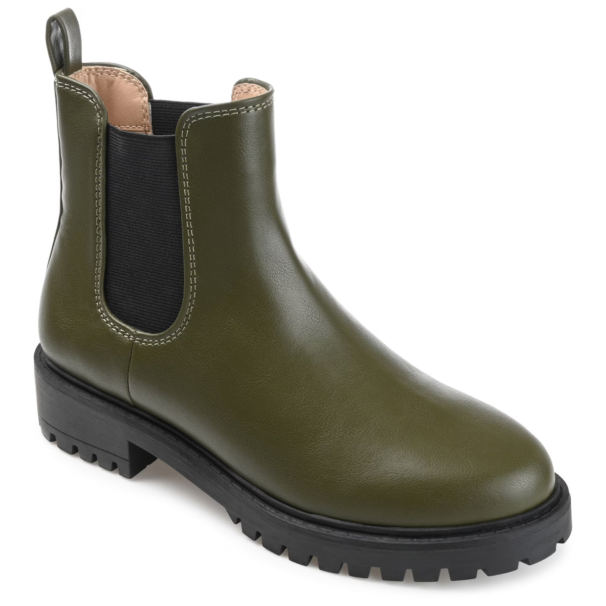 Womens Wide Width Round Toe Block Heel Chelsea Booties O34133